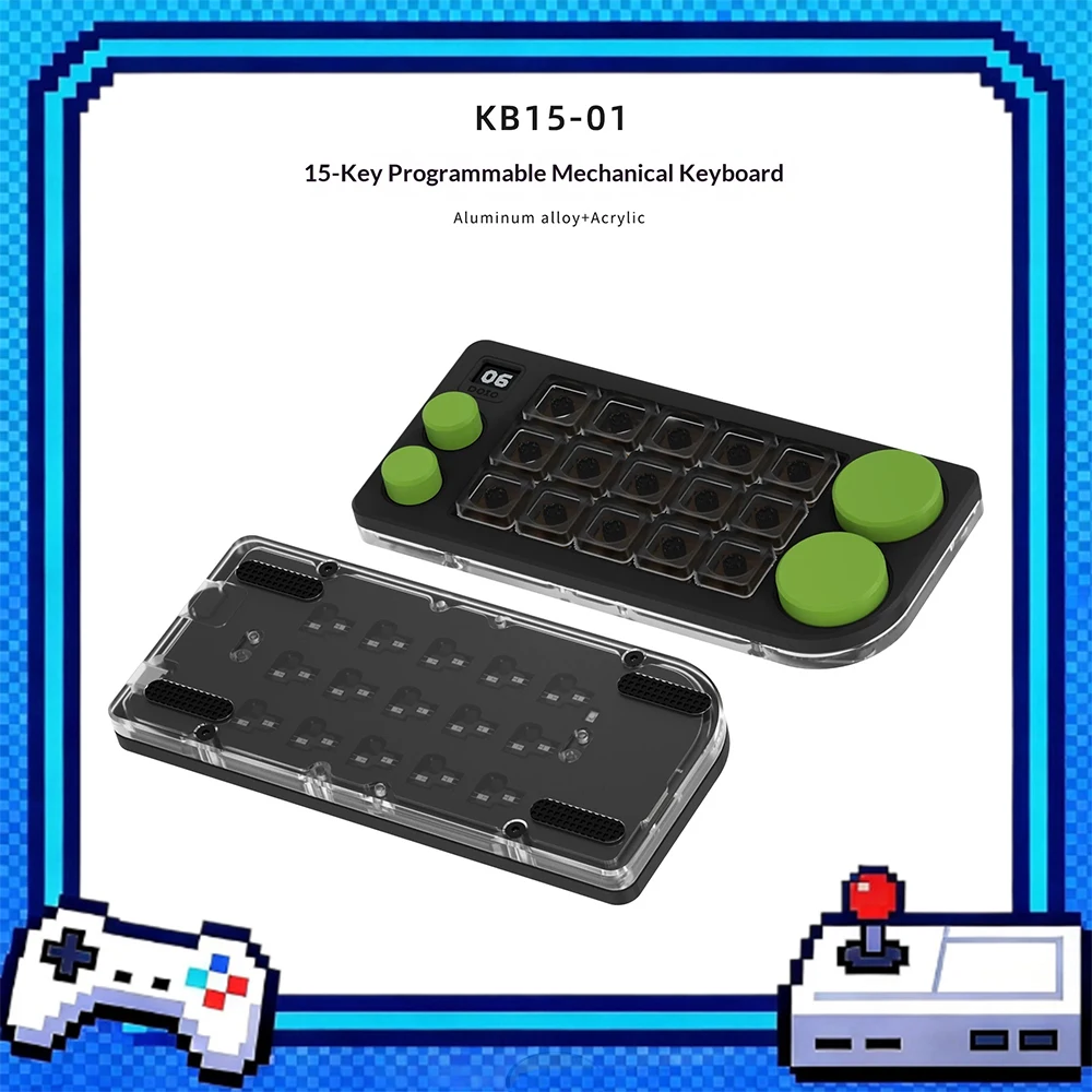 DOIO KB15-01 Can Be Programmed Keyboard Full Key Customization Wired Keyboard Aluminum Alloy Shell Thin Short Shaft Keycap Gifts