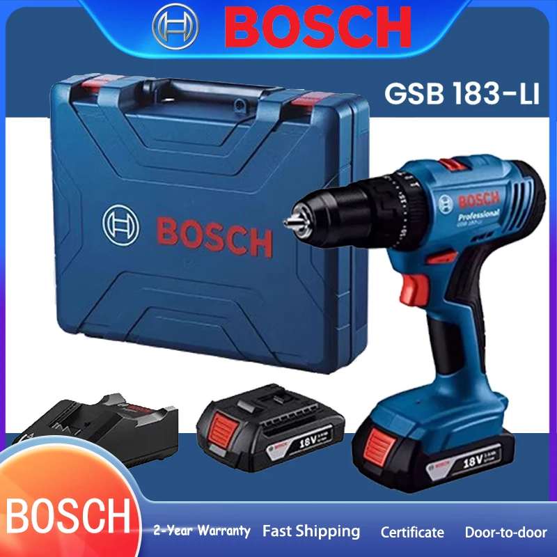 

BOSCH GSB183 Li 18V Brushless Impact Drill Screwdriver 3 IN 1 Metal Clamp Head 1Electric Drill 1Li-Battery 1Charger 1Tool Box