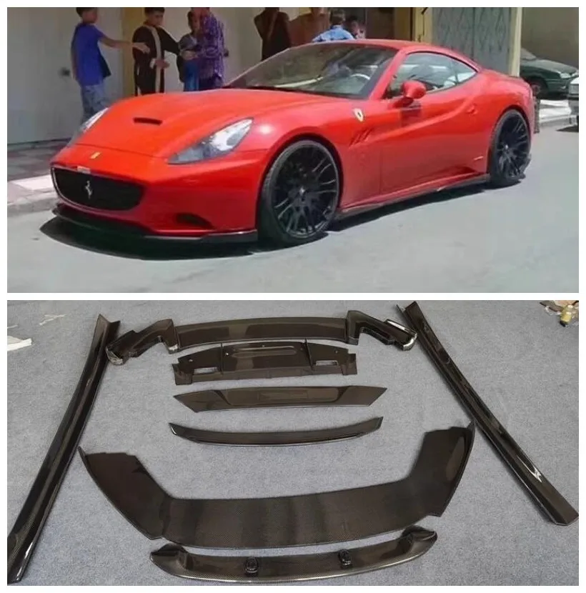 For Ferrari California 2009-2014 Real Carbon Fiber Trunk Front Bumper Lip Splitter Rear Diffuser Spoiler Side Skirt Body Kit