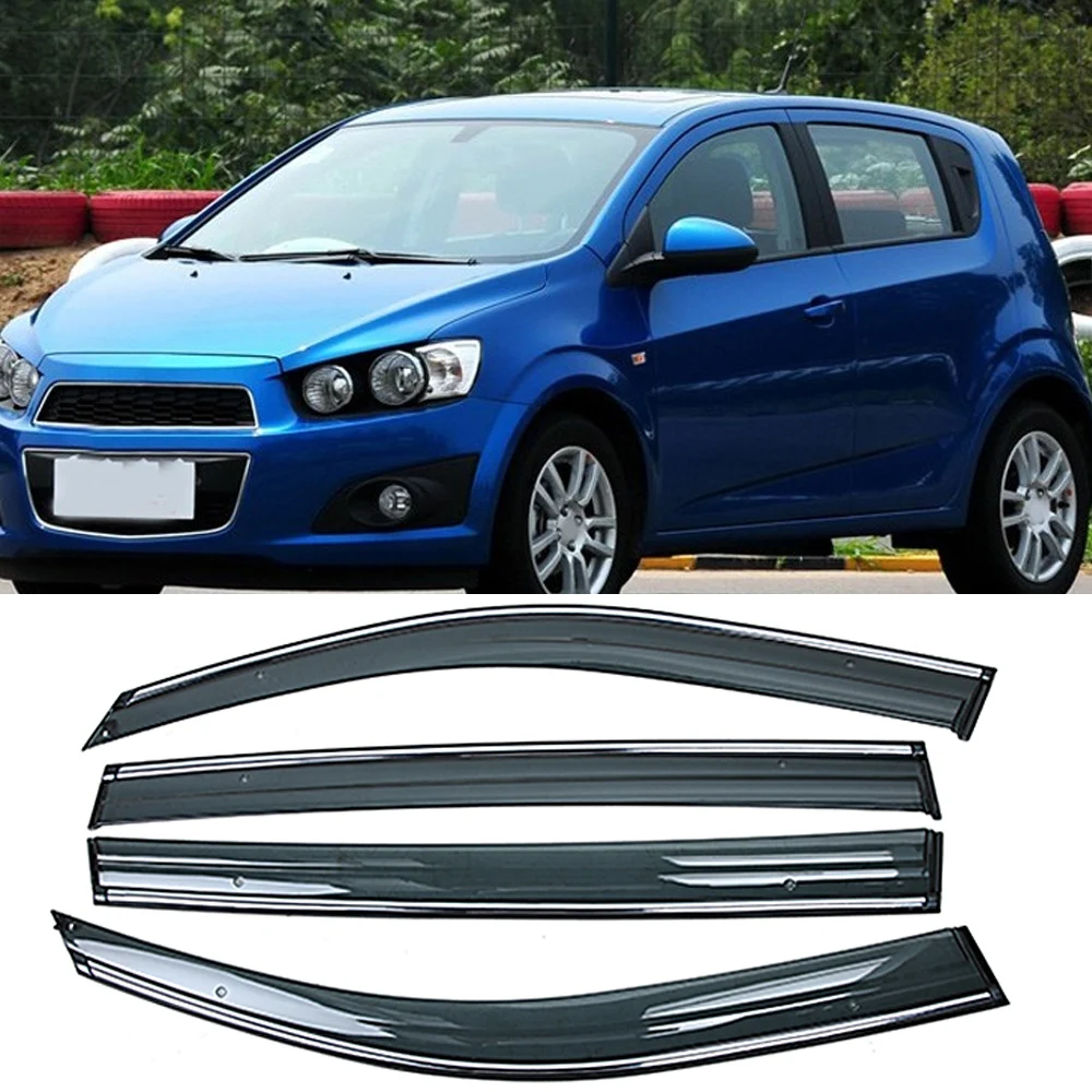 

For CHEVROLET AVEO SONIC Hatchback 2011-2019 Car Window Sun Rain Shade Visors Shield Shelter Protector Cover Trim Frame Sticker