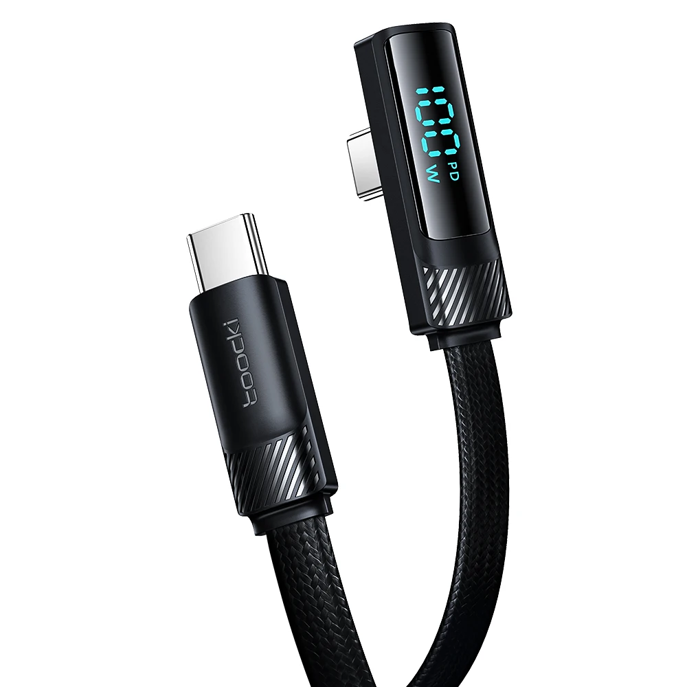 Toocki PD100W câble de Type C à C pour Samsung Xiaomi Led numérique charge rapide USB C fil courbé pour iPhone 15 série cordon de données de jeu