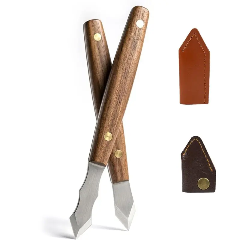SHGO-For Woodworking Marking Knife Set- 2Pcs Bevel Scribe Tools Featuring Stainless Steel Blades And Wood Handles