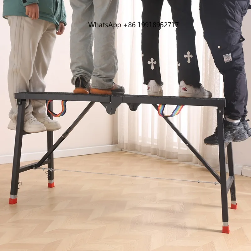 Indoor horse stool ladder, mobile platform ladder for decoration, climbing horse ladder, thickened folding scaffold, black paint