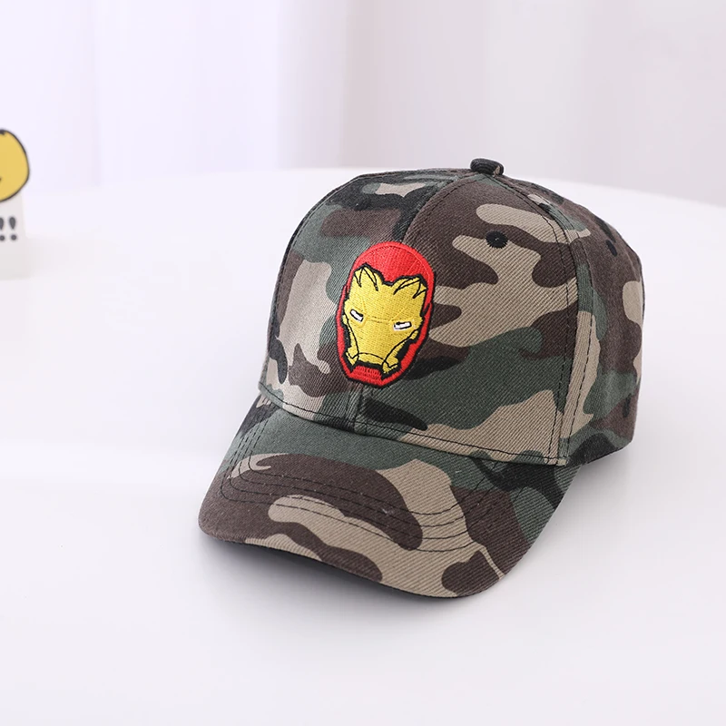 2024 Autumn New Kids Children\'s Camouflage Baseball Caps Baby Boys Summer Sun Hats Cartoon SPIDERMAN Iron Man Toddler Peaked Cap