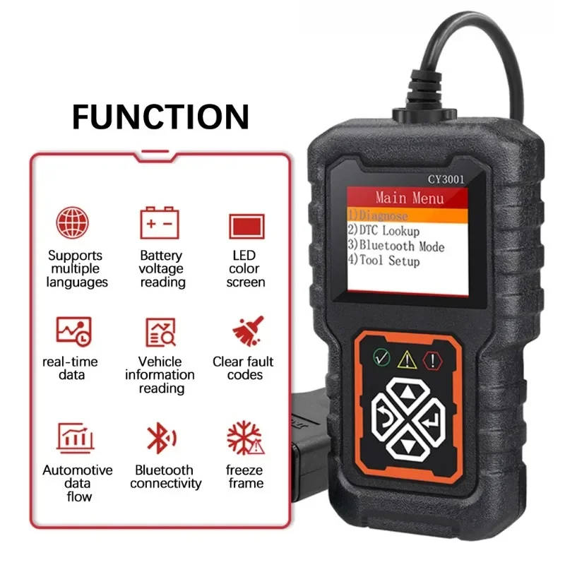 Fault Code Clear CY3001 EOBD OBD 2 Scanner Digital Display OBD2 Code Reader Car Diagnostic Tools Engine Battery Sensor