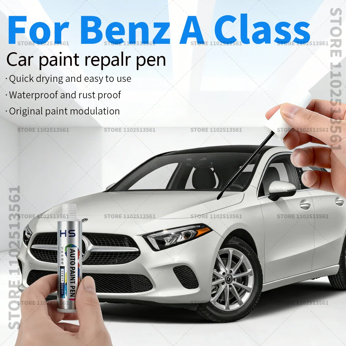 Car Paint Repair Pen Paint Scratch Repair Accessories For 1997-2025 Mercedes Benz A-Class Cosmos Black Digital White Blue Silver