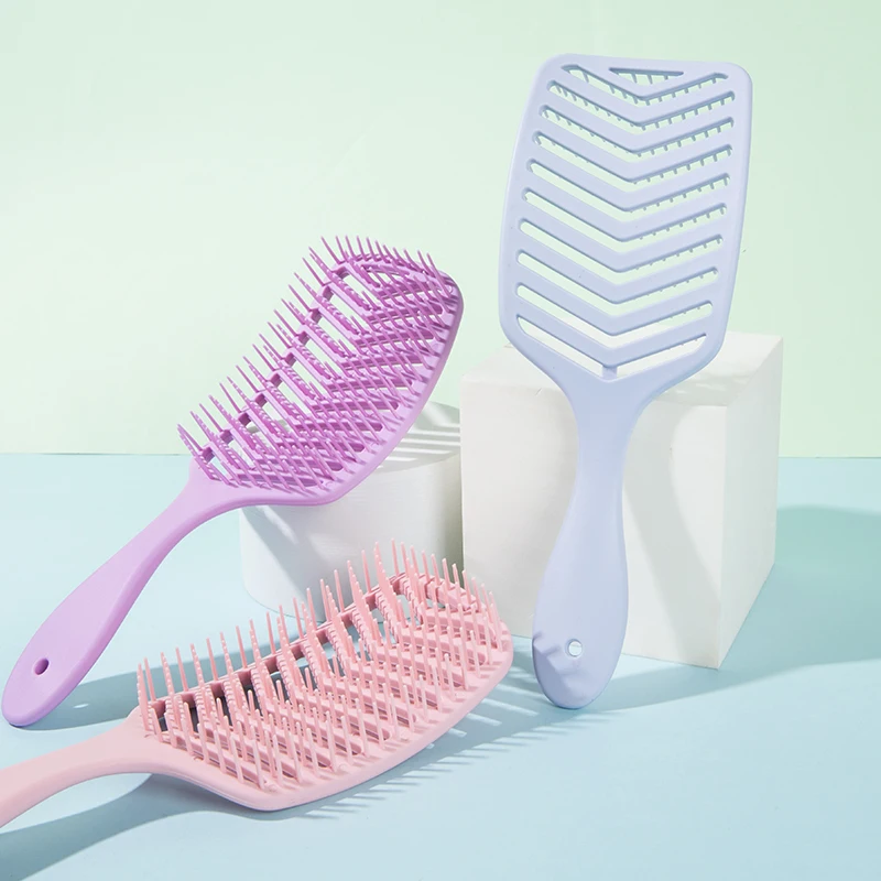 Peine curvo grande para el cabello, 1 piezas, Airbag de dientes anchos, cepillo de masaje para el cabello, cuero cabelludo ahuecado, accesorios para rizar el cabello