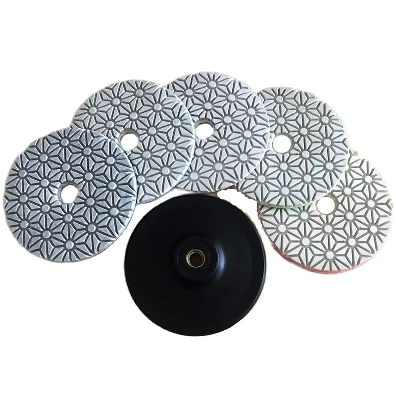 

7PCS/Set 4 Inch 100mm Wet Diamond Polishing Pads Kit With A M14 Backer For Grinding Granite Stone Concrete Marble Ceramic Tile