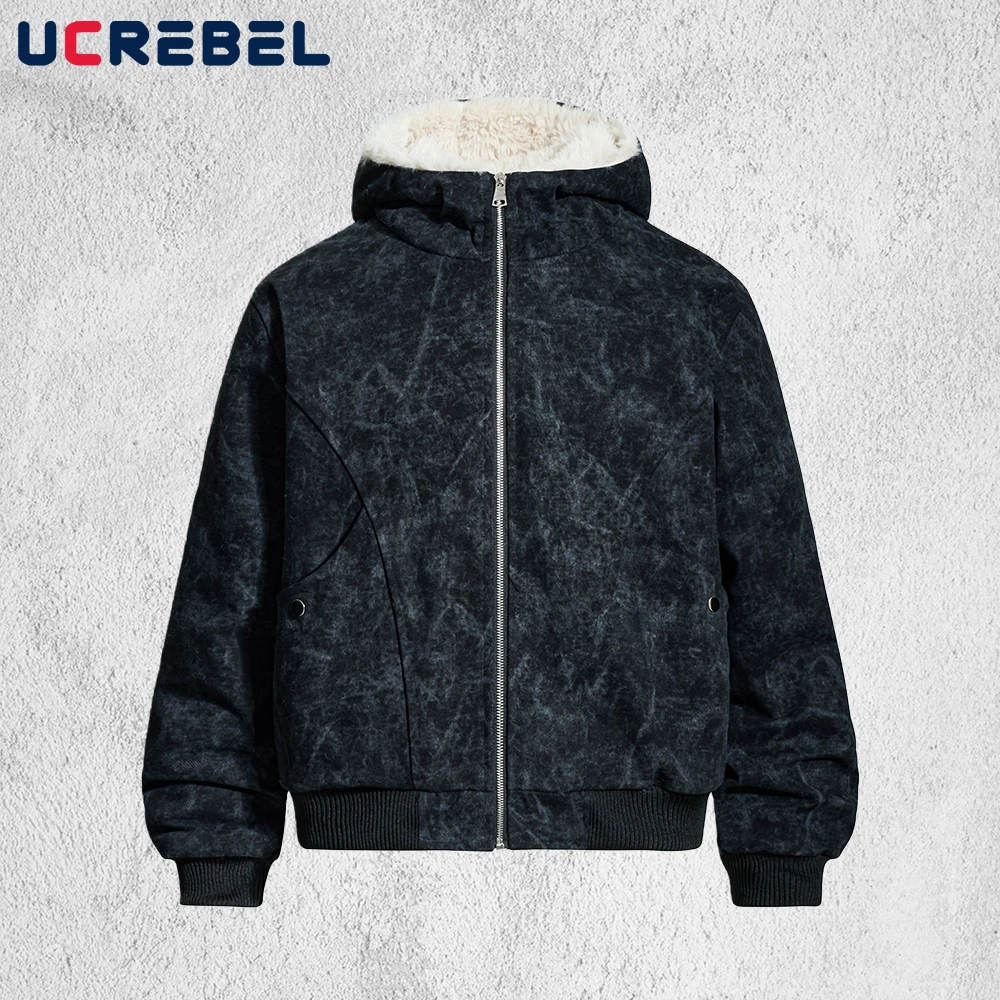 

Стеганая куртка с карманами и принтом тай-дай, мужская зимняя ретро уличная толстая верхняя одежда с длинными рукавами и капюшоном, мужская