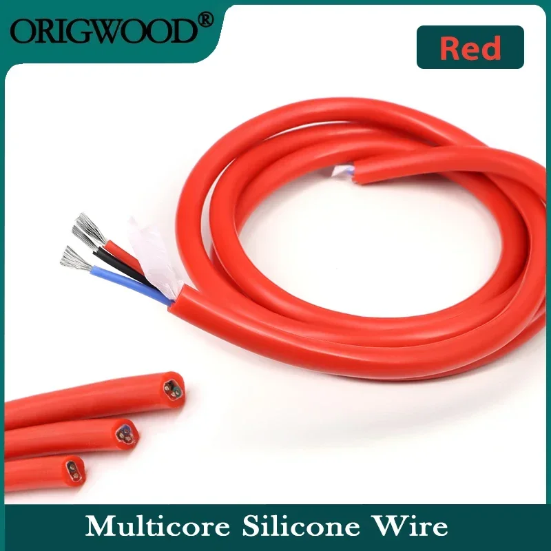 

1~10m Red Silicone Rubber Cable Sq 0.3/0.5/0.75/1/1.5/2.5 mm x 2 3 4 Cores Insulated Flexible Copper High Temperature Wire