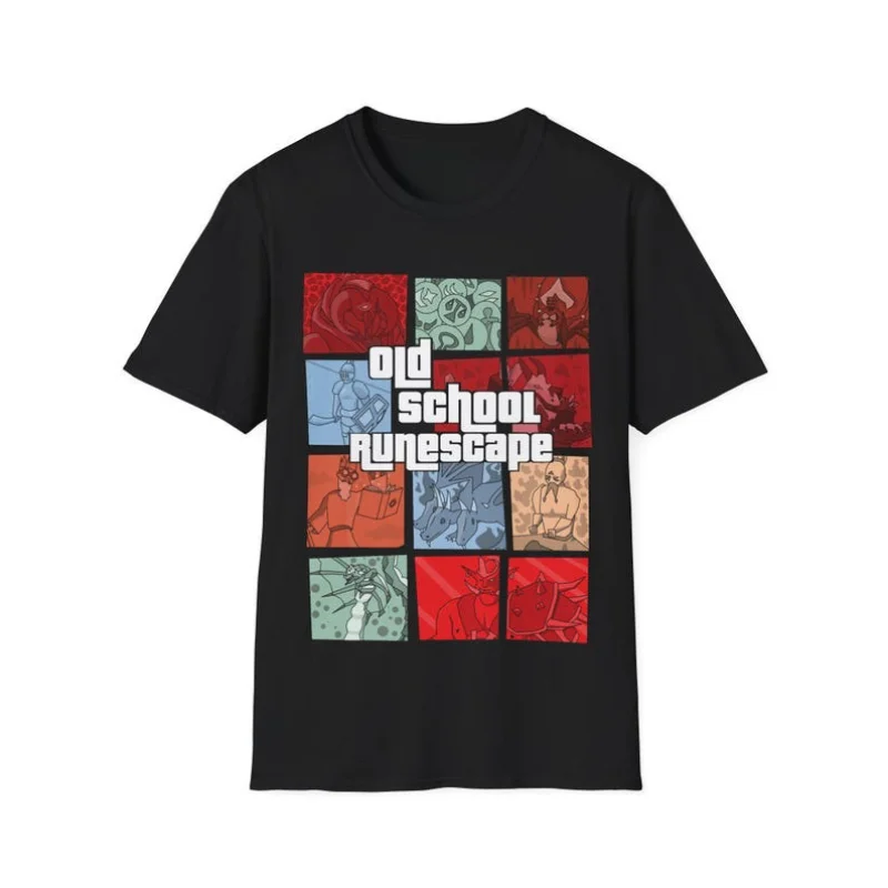 Old School Runescape OSRS Dragon Slayer T‑Shirt Unisex Tee Vintage Retro Short Sleeve Tops Fantasy Game Art Design for Men Women