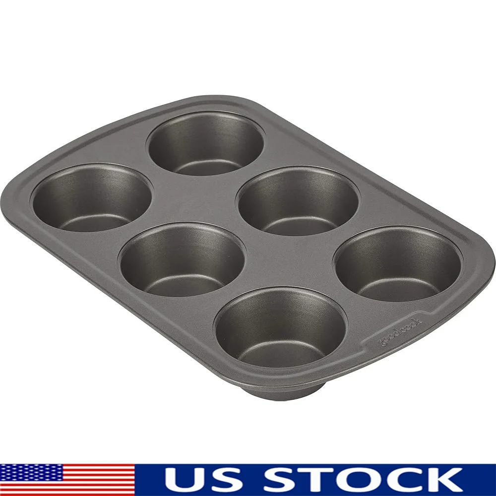 

Everyday Nonstick Steel Muffin Pan 6 Cup Durable Heavy Duty Baking Tool Dishwasher Safe Even Heat Distribution Kitchen Essential