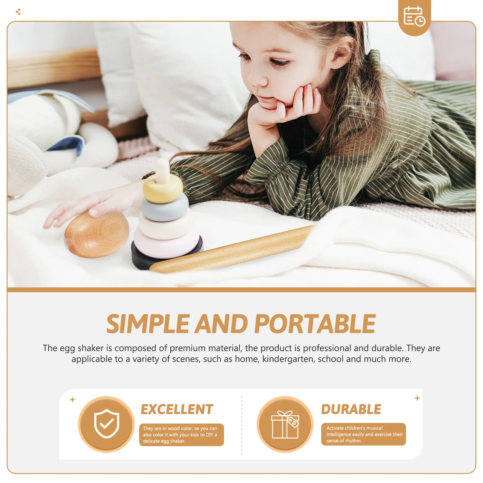 

Percussion Instrument Accessories Set Musical Manual Egg Wood Hand Orff Instruments Toy