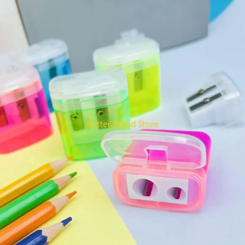 W89C Doble agujero agujeros con lápiz Manual afilar a lápiz Herramienta afilado lápiz