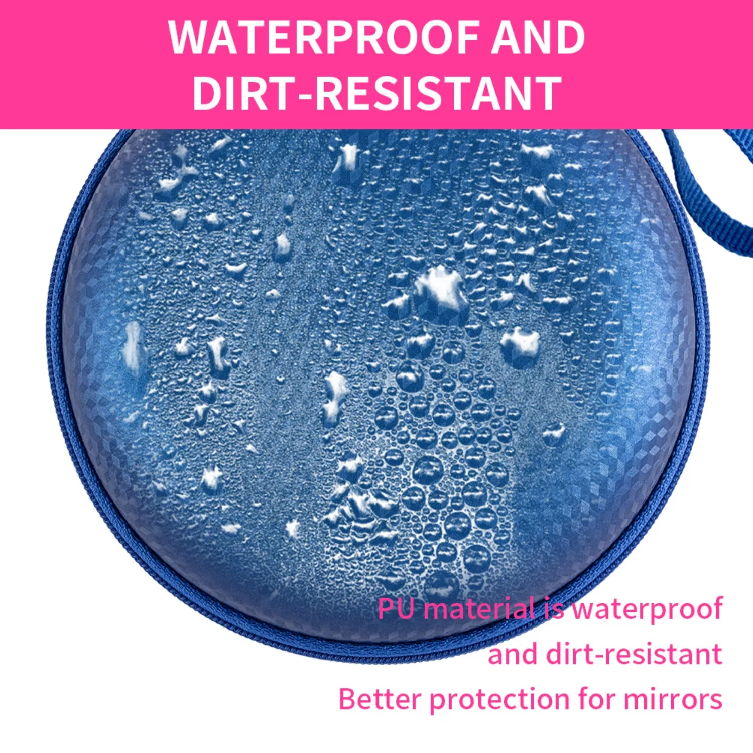 Espelho de maquiagem de couro portátil - com escurecimento por toque, armazenamento de batom embutido, alça suspensa e recarregável