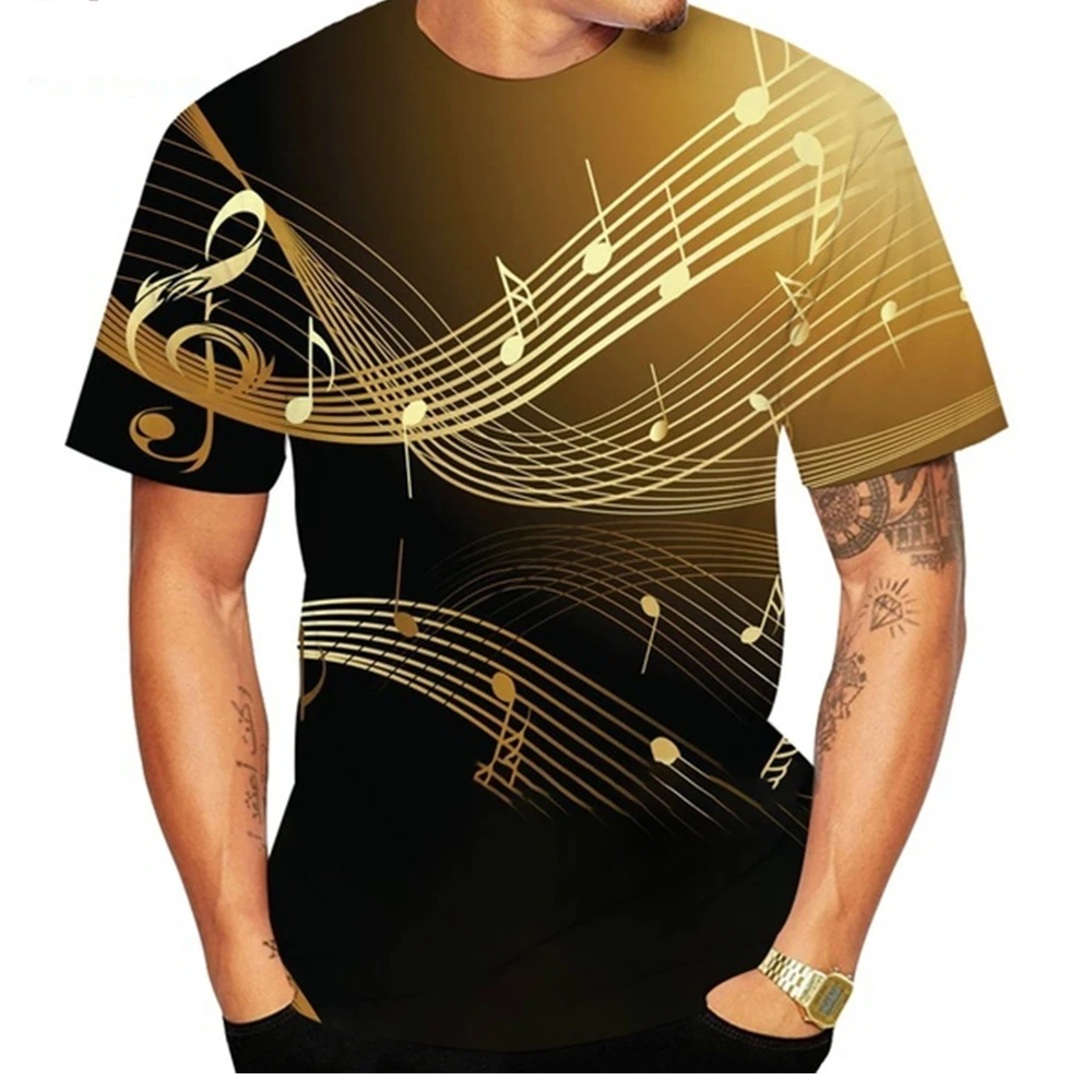 3D Print Music Symbol Sports Quick-dry Breathable Men Tshirt Outdoor Street Casual Fashion Hip-hop Short-sleeve Parent-child Top