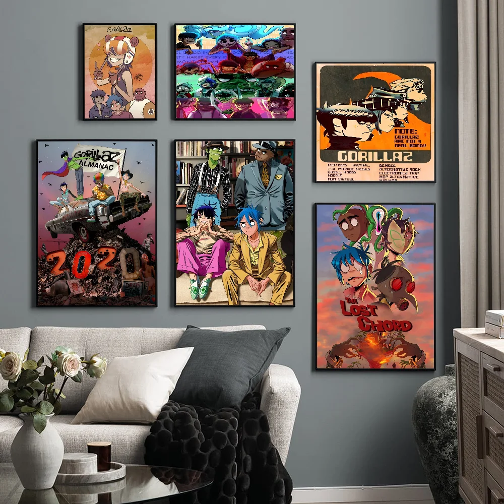 

Gorillaz Retro Classic Vintage Posters Whitepaper Prints Posters Artwork Kawaii Room Decor