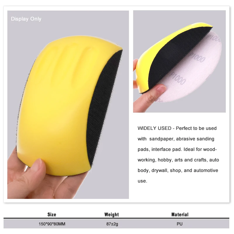 50Pcs Curved Sanding Block 5/6 Inch Hook & Loop Soft PU Hand Sanding Pad For Curved Surfaces Wood Auto Body Polishing