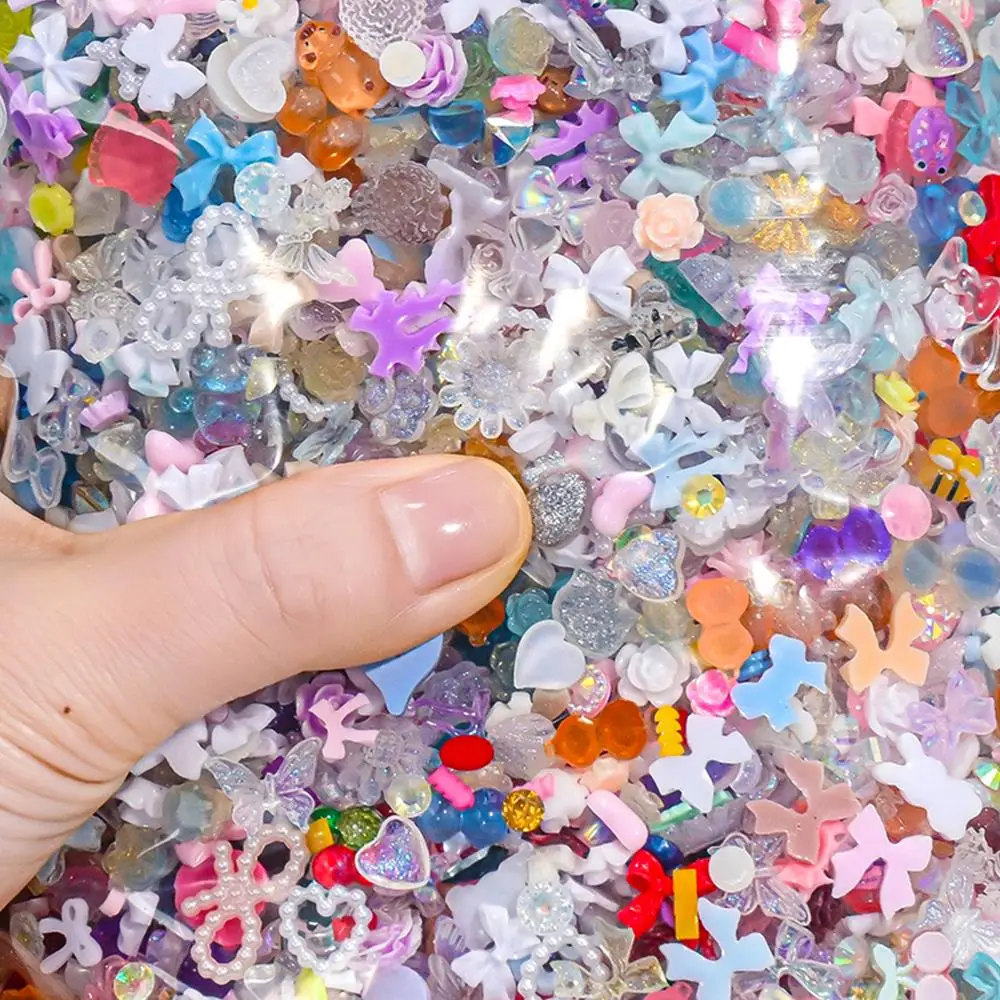 50g/Bag 3D Random Shapes Rhinestons Nail Charms Mixed Bow Flower Gem Bear Nail Art Decorations DIY Crafts Manicure  Accessories