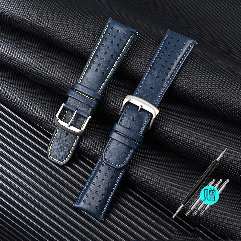 cowhide watch strap For CITIZEN Blue Angel Radio Wave Watch band AT8020-54L/8020-03L/JY8078 curved end Yellow 22mm 23mm bracelet view 2