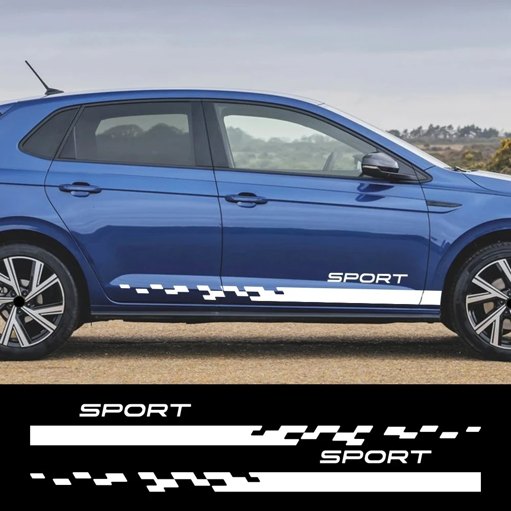 Adesivos laterais para porta de carro, 2 peças, decalques de vinil esportivos para volkswagen vw tiguan golf passat polo id.4 skoda, acessórios de decoração para carro