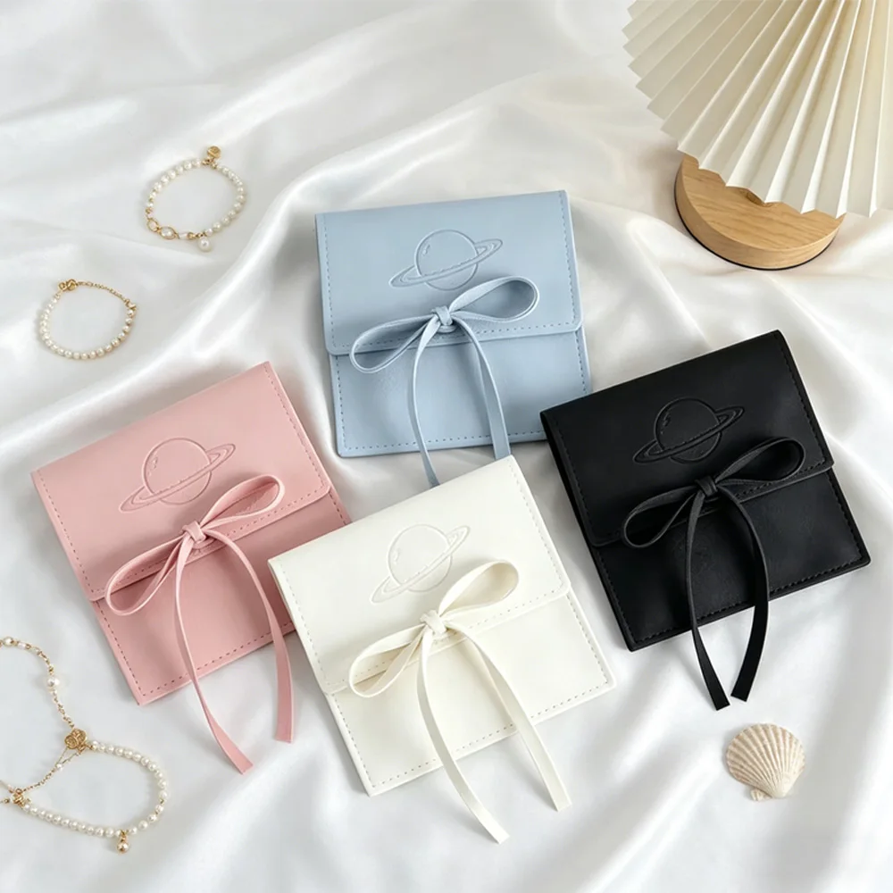 

100pcs Small 6x6cm Jewelry Microfiber Half Cover With Rope Bag Custom Embossed Ring Earrings Bracelet Pendant Necklace Organizer