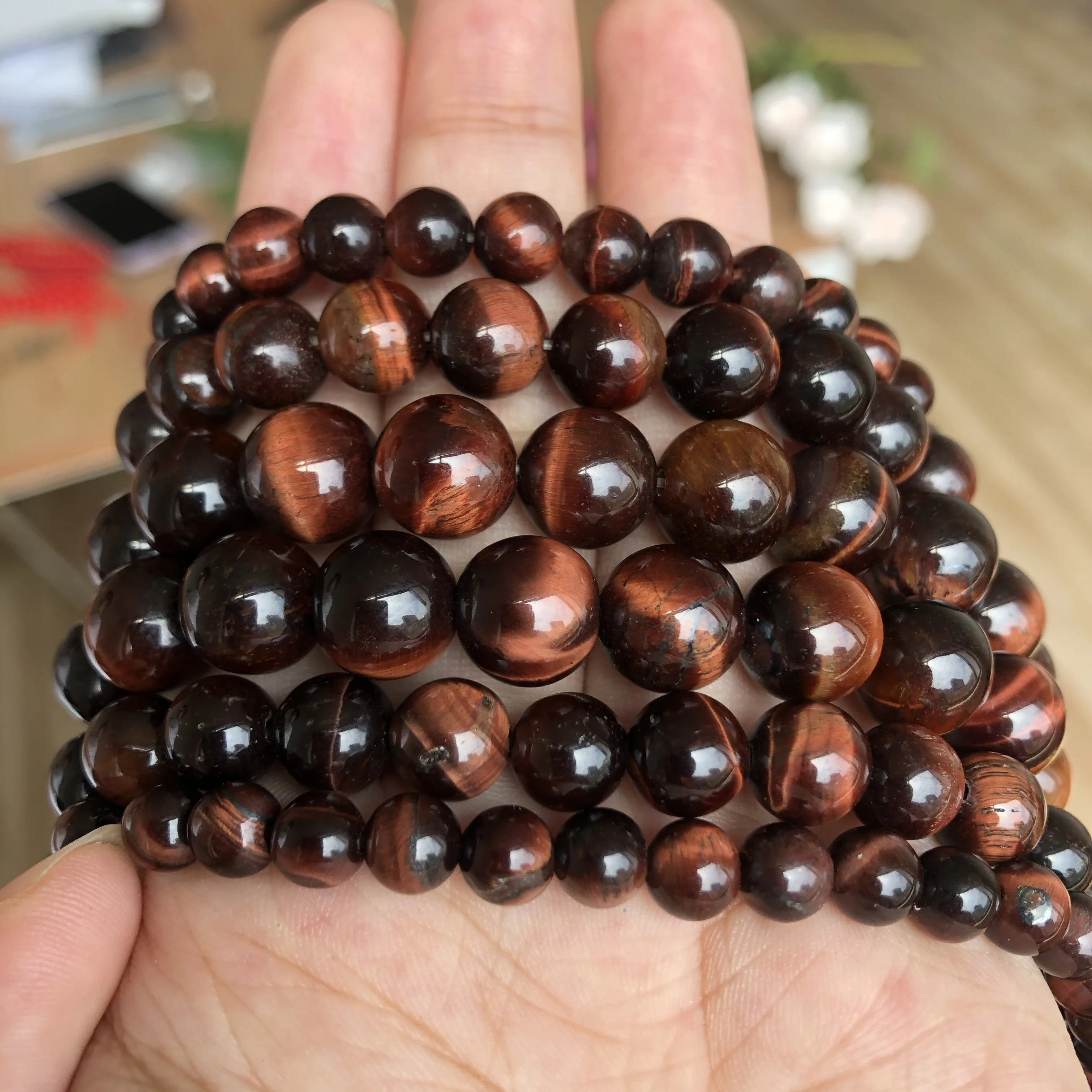 4/6/8/10/12mm Natural Stone Red Tiger Eye Beads Round Loose Spacer Beads Pick Size For DIY Making Bracelet Necklace Jewelry 15‘