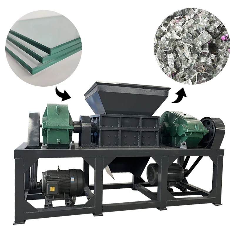 1000kg/H PVC Polypropylene Double Shaft Plastic Shredder Fiberglass Shredding Machine With Gear Motor Pump 30KW