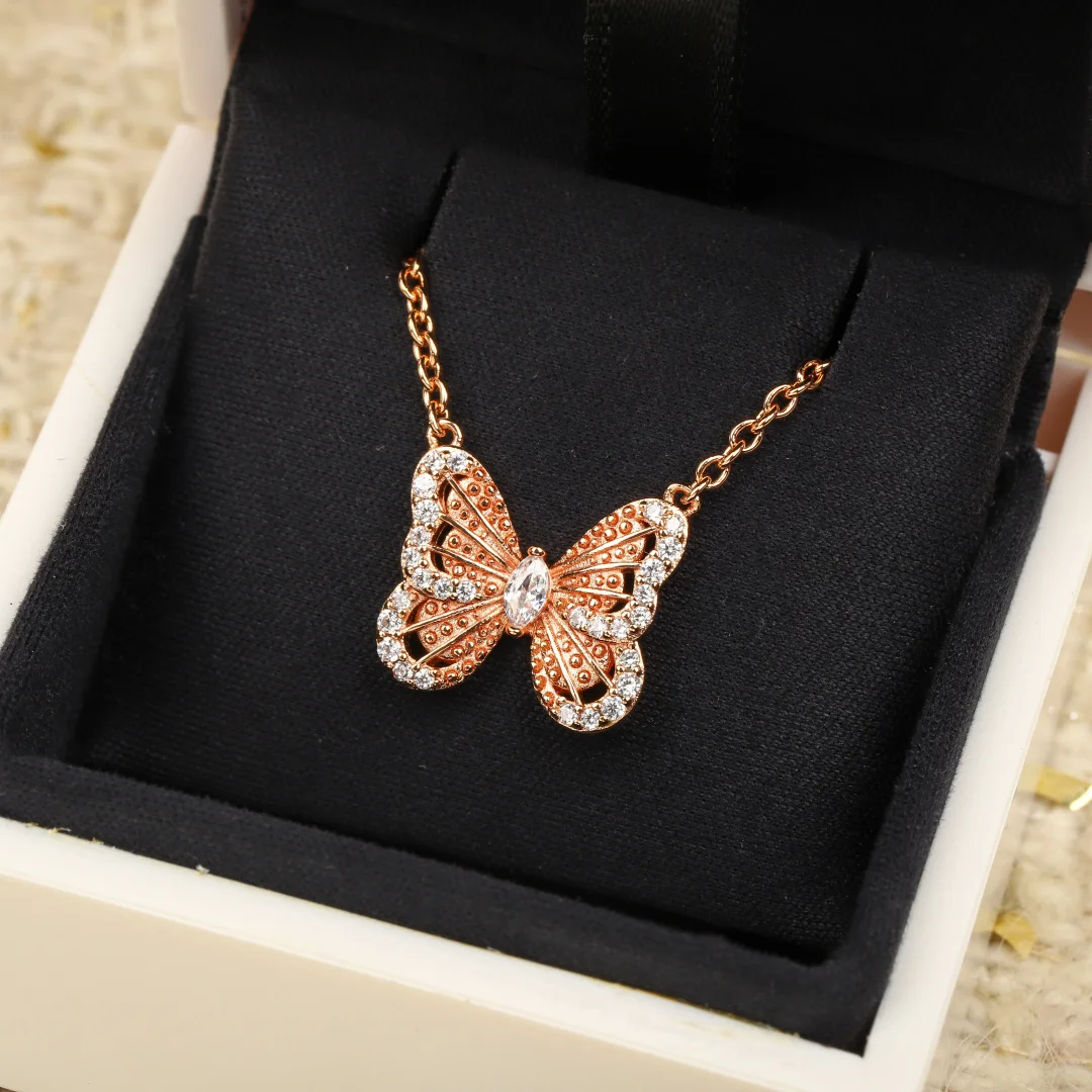 

Европа Америка 925, серебро, платина, розовое золото, кристалл, ожерелье-бабочка, женское роскошное изысканное ювелирное изделие