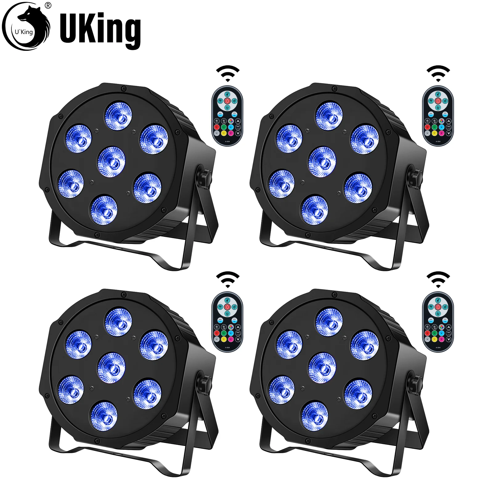 U\'King-luz Par LED RGBW, 7x3w, efecto de iluminación de escenario, DMX, Disco, DJ, fiesta, boda, iglesia, Bar, KTV, 4 unidades por juego