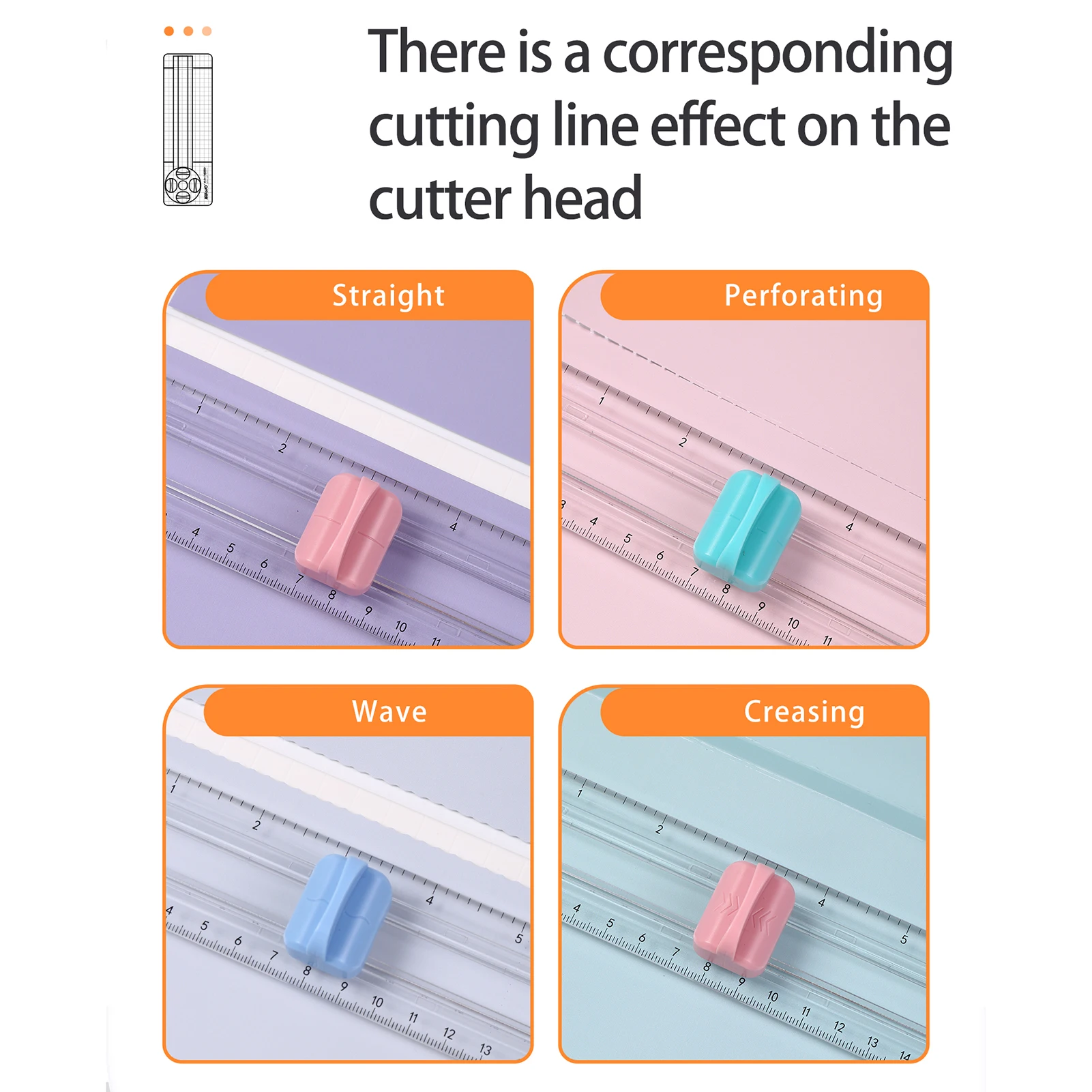 ماكينة تشذيب الورق، قاطع دوار بطول 23 سم مع موجة مستقيمة، أداة قطع الورق المكتبية مع مقياس قياس مساعد #4
