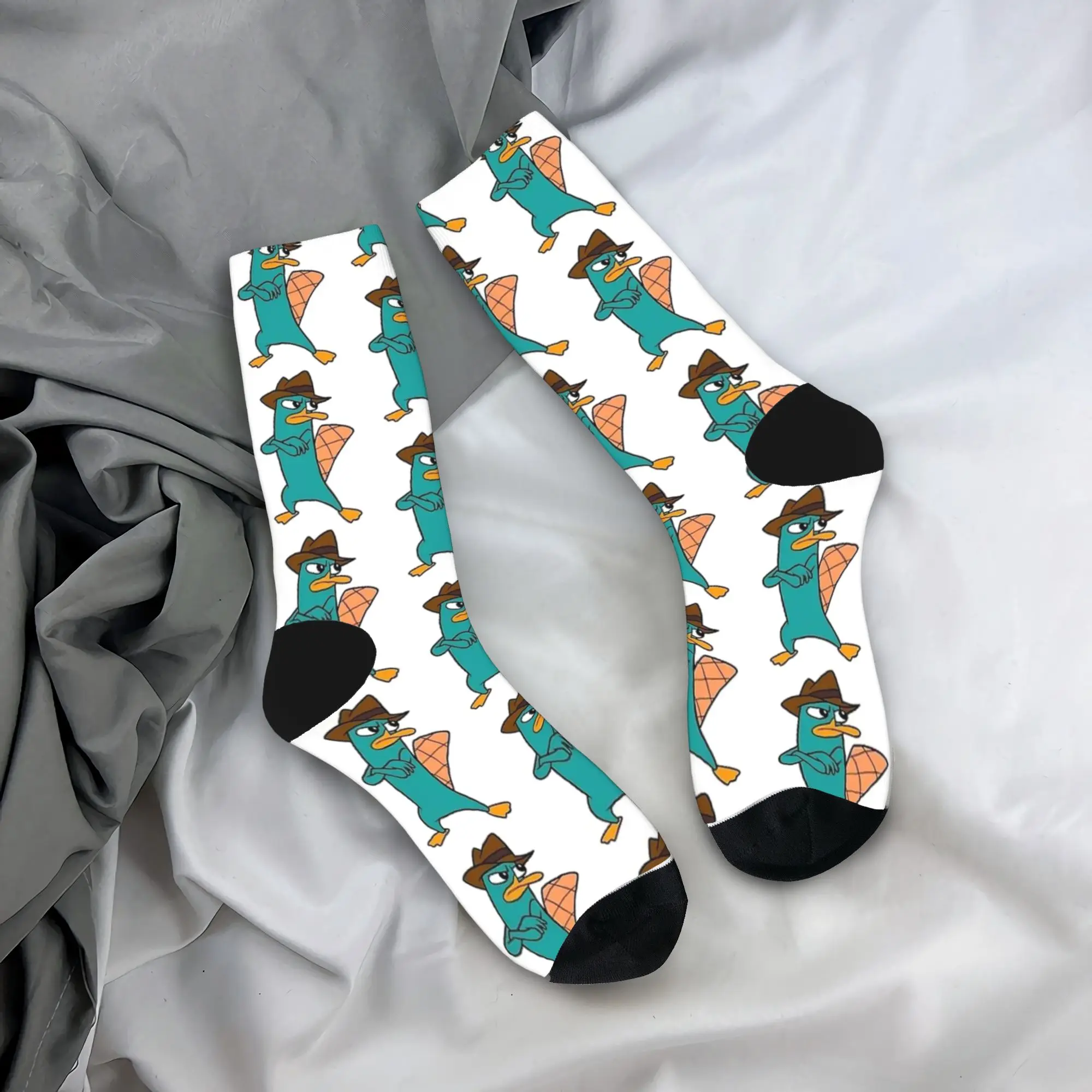 

Носки Perry the Platypus с рисунком утки, осенние чулки, новинка, женские и мужские мягкие носки, спортивные противоскользящие носки с графикой на открытом воздухе