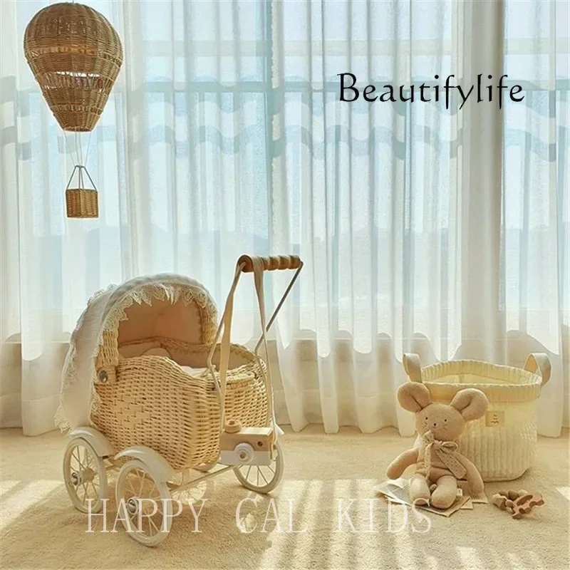 B4 Nordic Rattan Push Walker Four-wheeled Toy Children's Room Decoration Photo Props