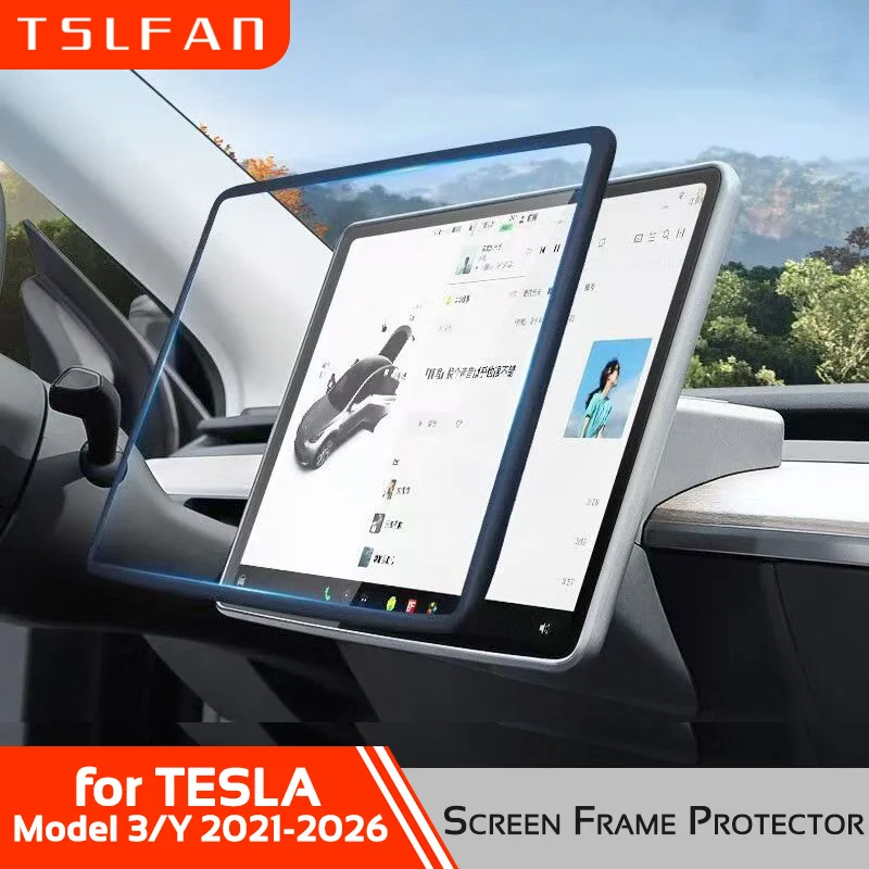 for Tesla Model 3 Y 2021-2026 Highland Juniper Soft Silicone Screen Edge Protector Display Protective Frame Cover Accessories