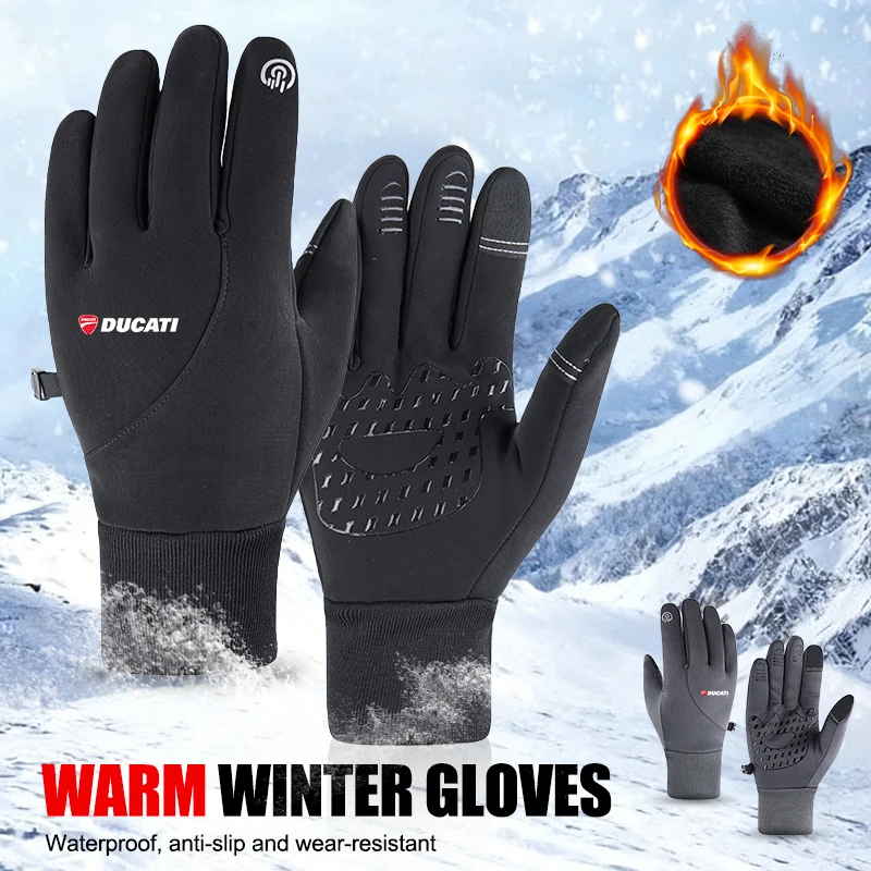 

Autumn Winter Outdoor Cycling Gloves Gym Fitness Sport Running Warm Touch Screen Nonslip Gloves Motorcycle Gloves Men For Ducati