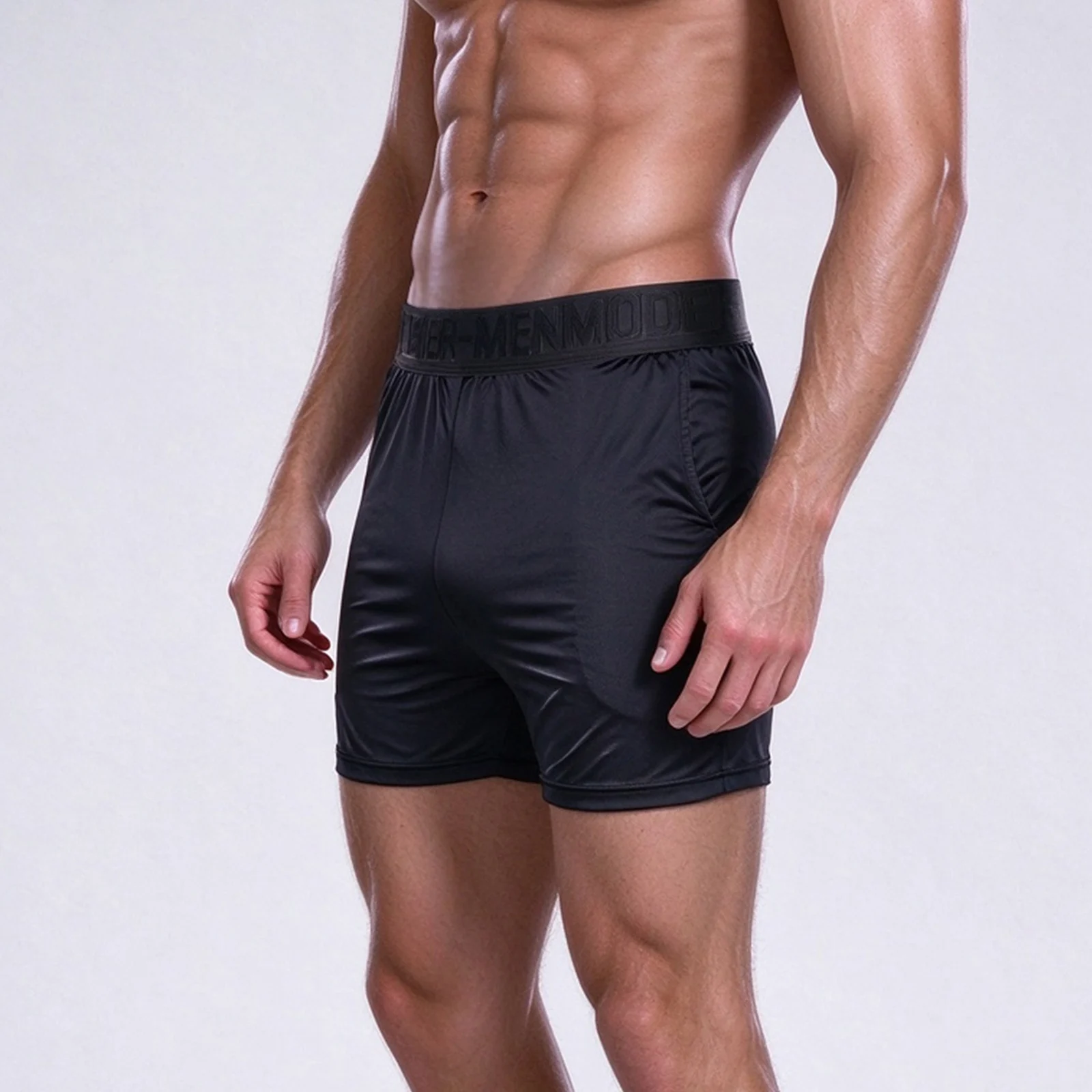 Boxer Shorts Men Glossy Satin Gym Sport Underwear Athletic Soft Loose Anti-Chafing Boxers Wide Waistband Training Workout