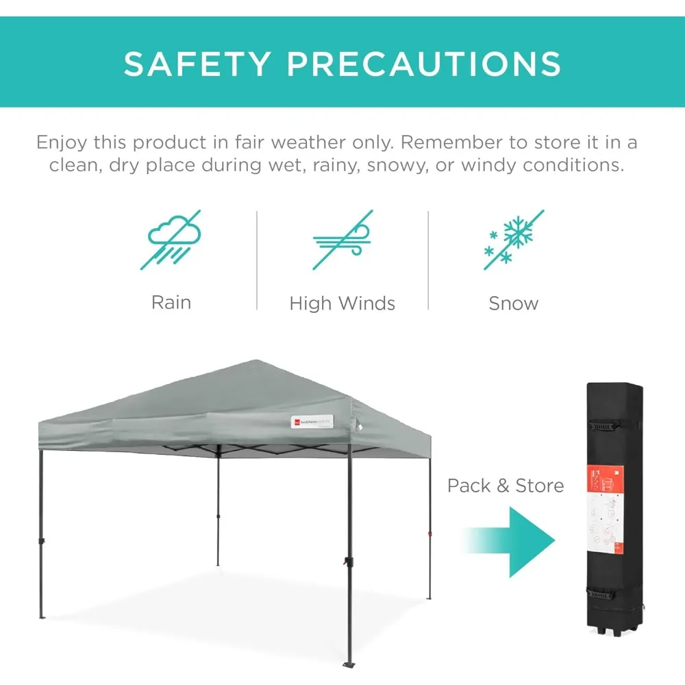 Портативная палатка с мгновенным навесом 10x10 футов для одного человека с удобной установкой, чехлом для переноски и 4 грусовыми сумками — идеально подходит для мероприятий на открытом воздухе