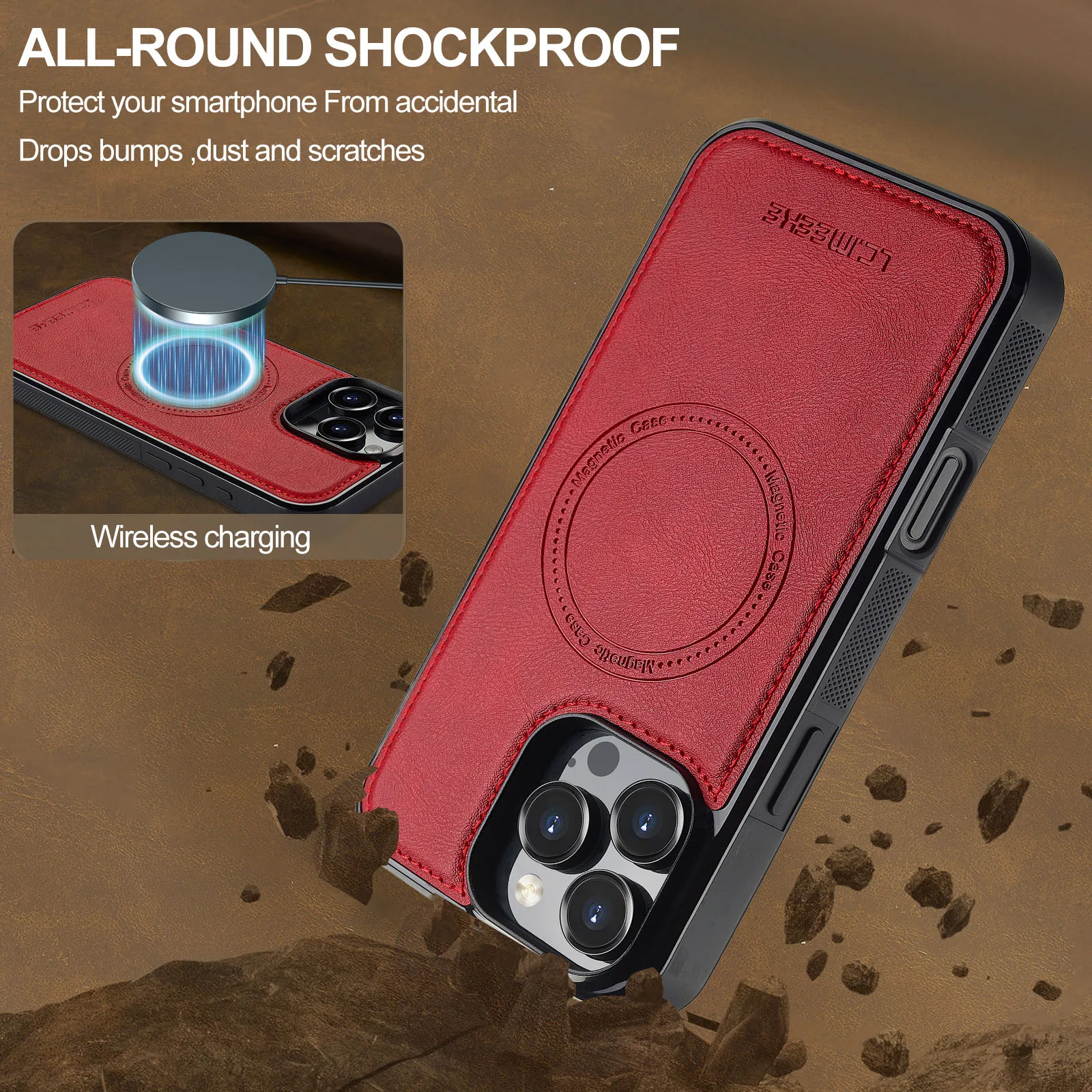 

Магнитный чехол для телефона MagSafe для iPhone 17 Air 16 15 14 13 12 Pro 16E 11 XS Max XR 8 7 Plus SE Кожаный чехол с беспроводной зарядкой