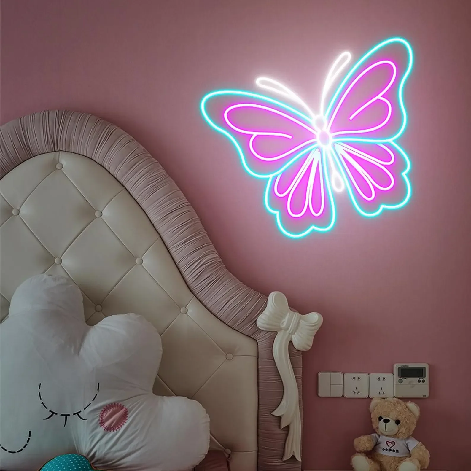 Colorful Butterfly Neon Sign,Aesthetic Neon Wall Art for Bedroom,Kids Room Living Room Decor,Business Neon Sign,Gift For Kids view 3