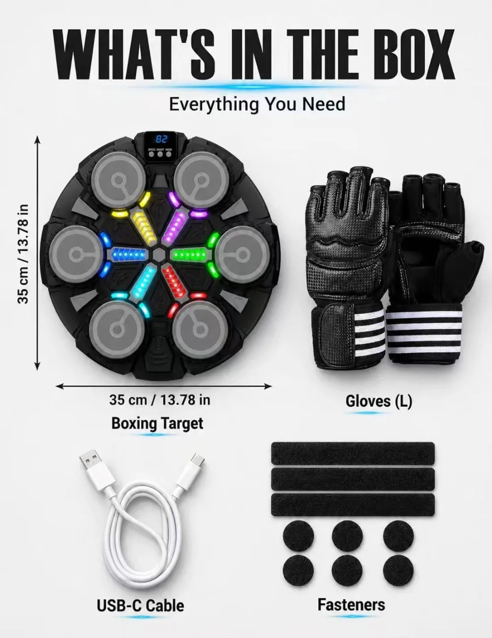 Music Boxing Machine for Kids & Adults, Wall Mounted Smart Boxing Trainer with Gloves, Bluetooth Audio Sync for Fun Home Workouts - view 6