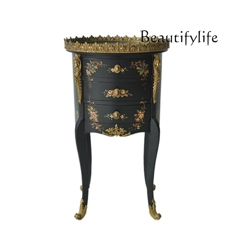 

French Exquisite Hand Painting Sofa Side Table European Luxury Living Room Leisure Coffee Table