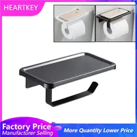 Toilet Paper Holder Shelf Bathroom Aluminum Wall Mounted Toilet Tissue Roll Towel Phone Holder Organizer with Dispenser
