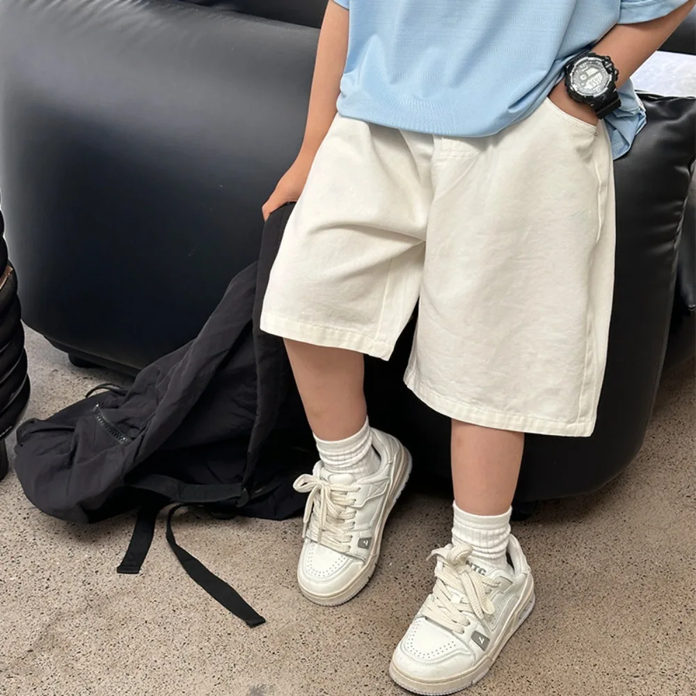 

Boys Pants Summer Korean Style 2024 Summer New Handsome All Match Solid Color Fifth Pants Shorts Summer Children Clothes