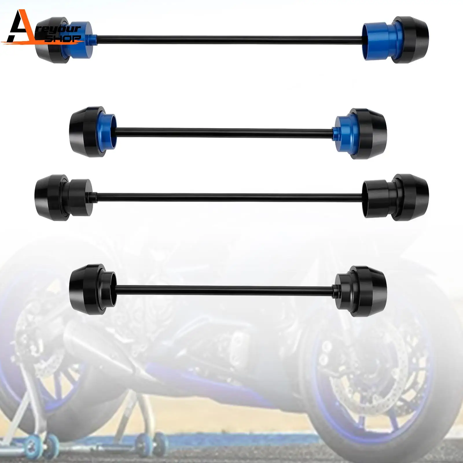 

Areyourshop Front + Rear Wheel Crash Protector Bobbins Cnc For Yamaha Yzf-R7 21-23 2022 BLue