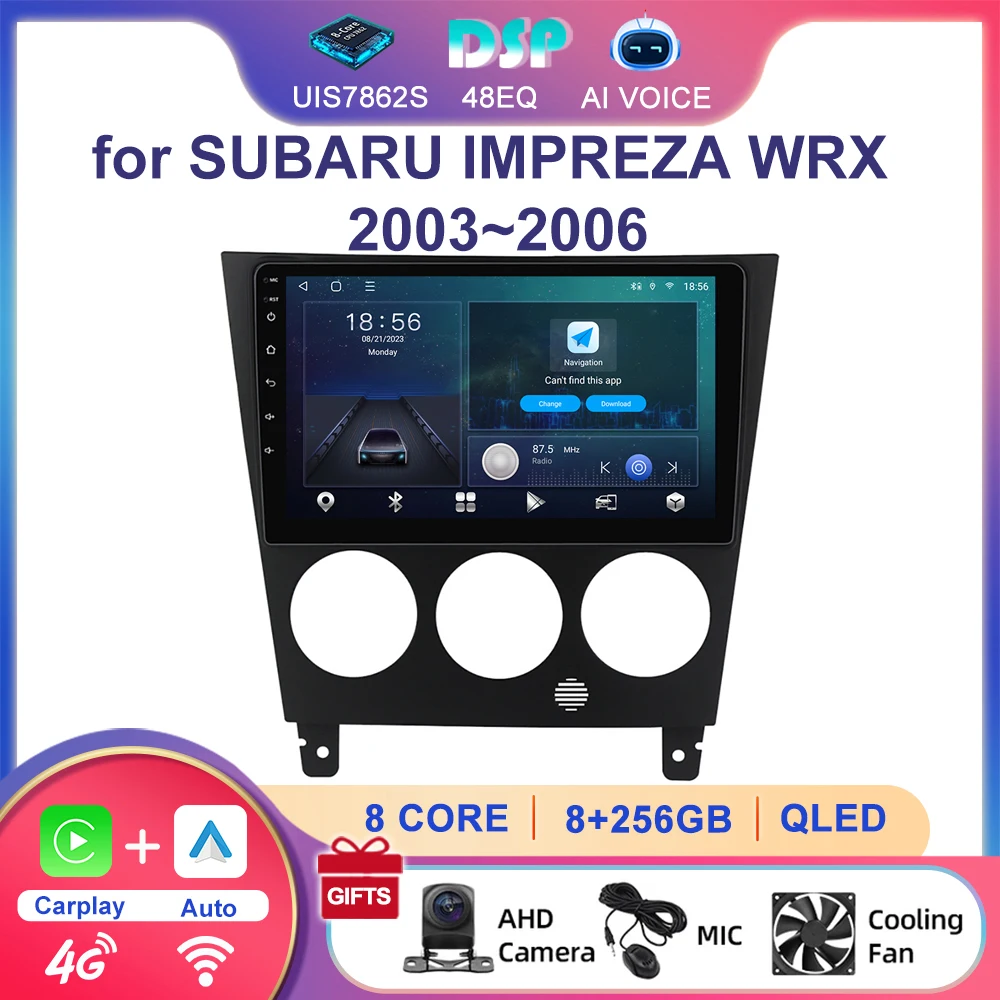 

9 Inch Car Multimedia Player Android GPS 4G BT Carplay Radio Touch Screen Navigation Stereo for SUBARU IMPREZA WRX 2003-2006