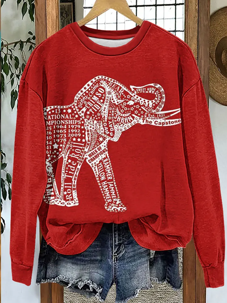 

Red Gameday Elephant Print Sweatshirt