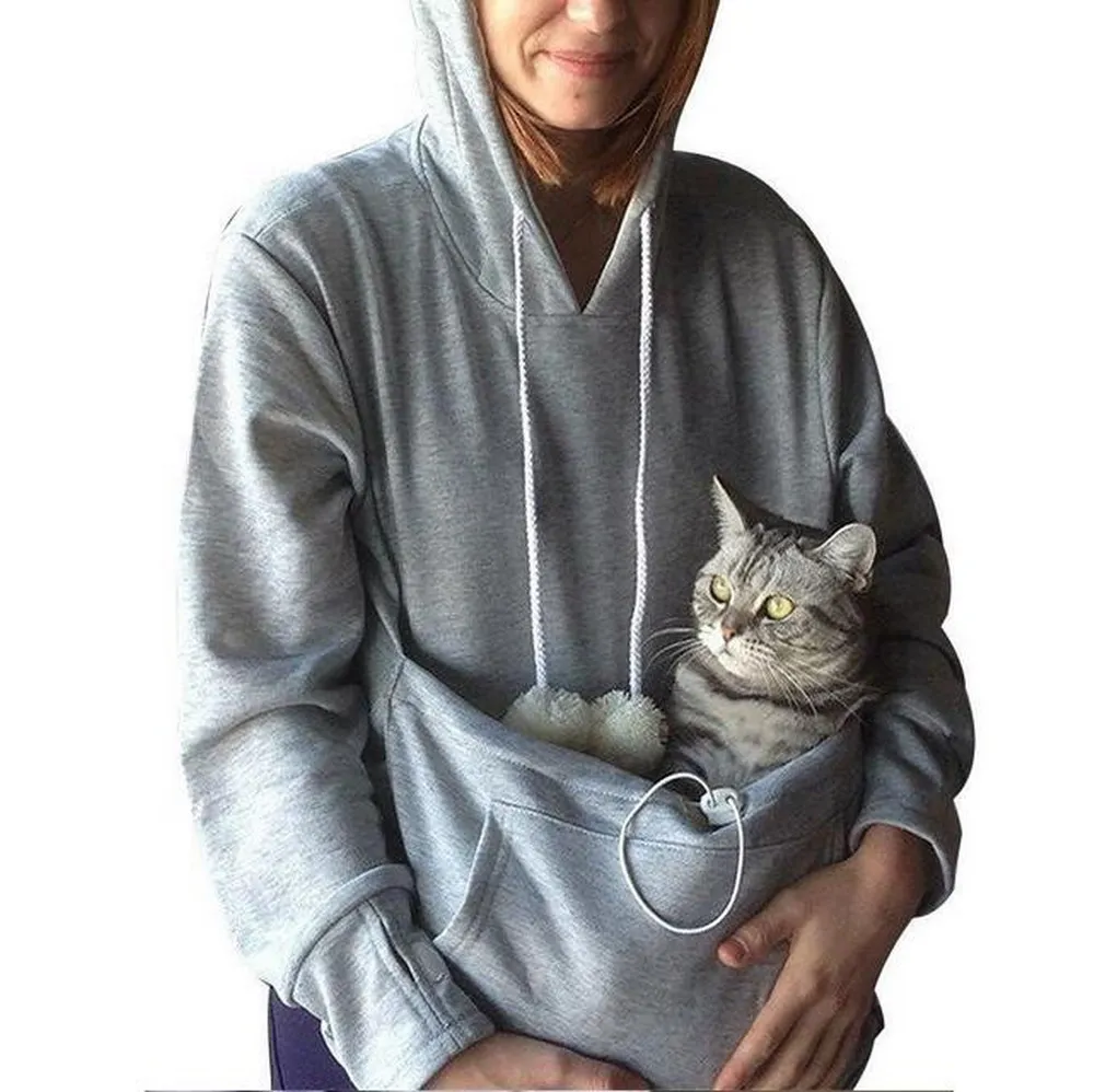 Autumn Winter Casual Unisex Sweatshirt Cat Hoodie Pet Kangaroo Pocket Hoodie Sweatershirts Sweater Shirts Adult Version