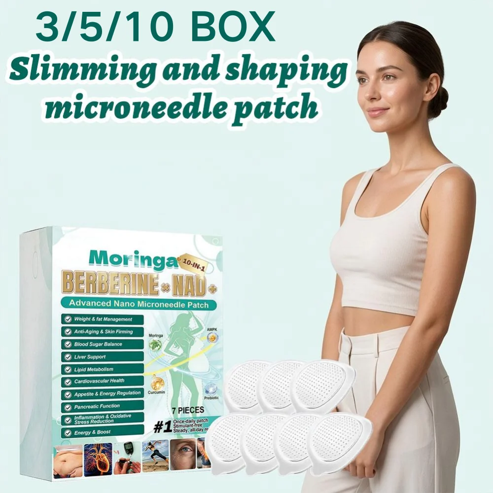 7Pcs 10-in-1 Moringa Berberine NAD+ Nano Microneedle Patch Anti Aging Blood Sugar Balance Weight Management Care