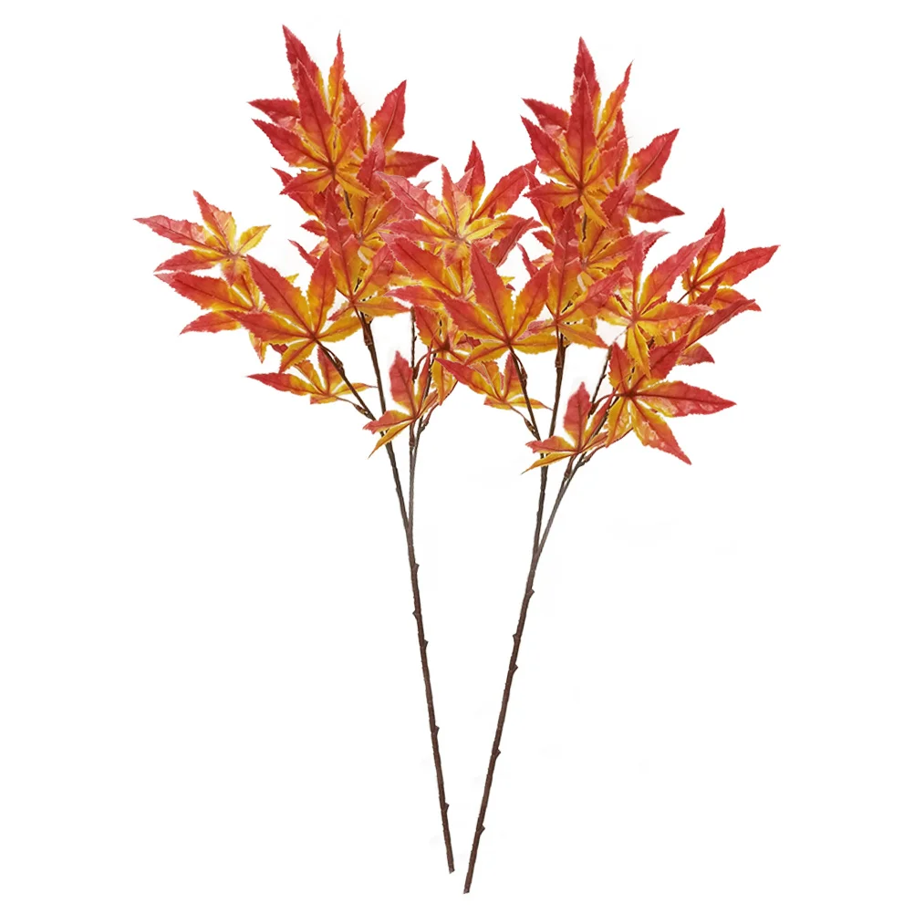 

2pcs Lifelike Artificial Maple Leaf Branch For Home Office Garden Decoration Simulation Plant Decor Branch Ornament