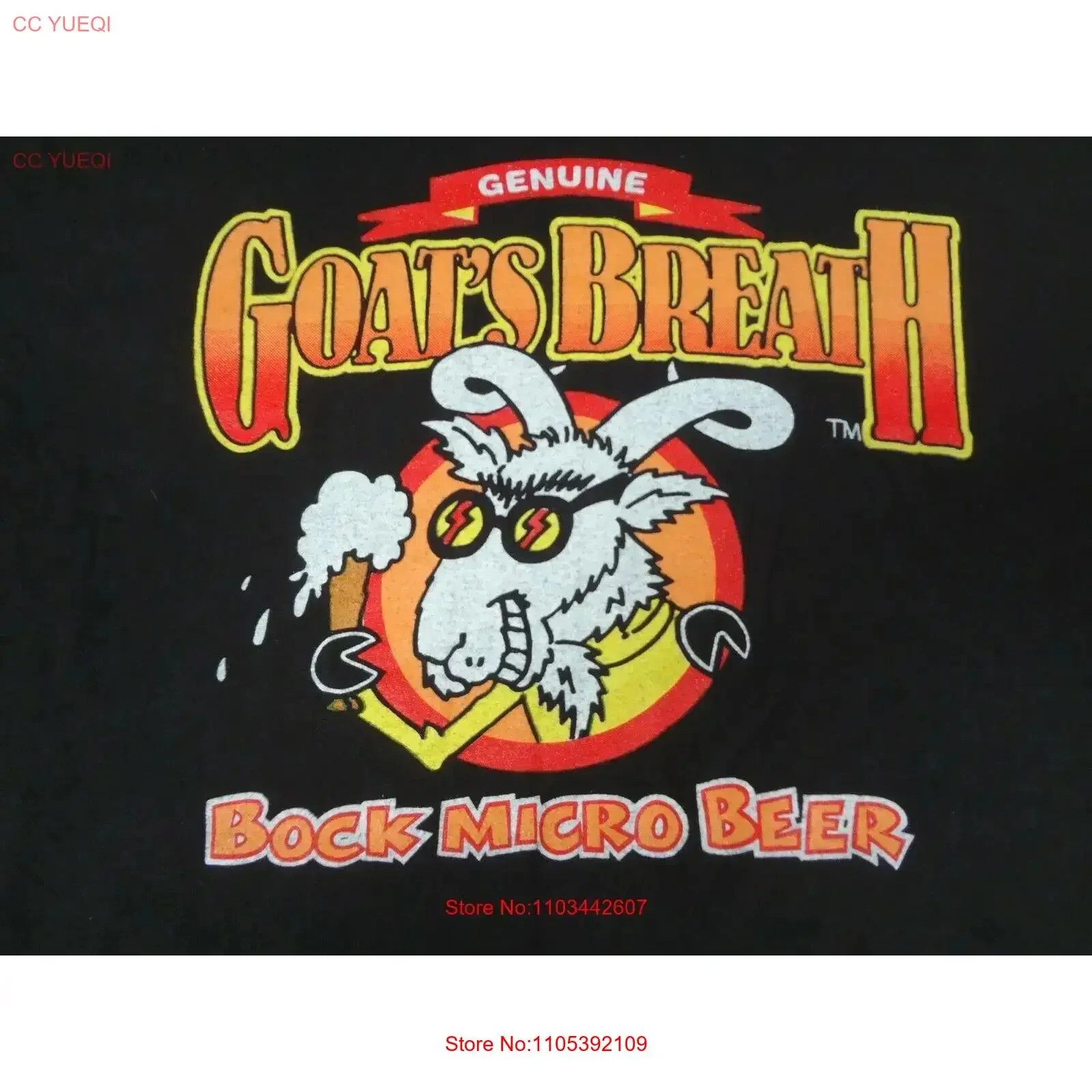 Винтажная футболка GOAT'S BREATH MICRO BEER BLACK LARGE T SHIRT H714, мягкая, с эффектом потертости, с графическим принтом, универсальная, дышащая, комфортная, модная.